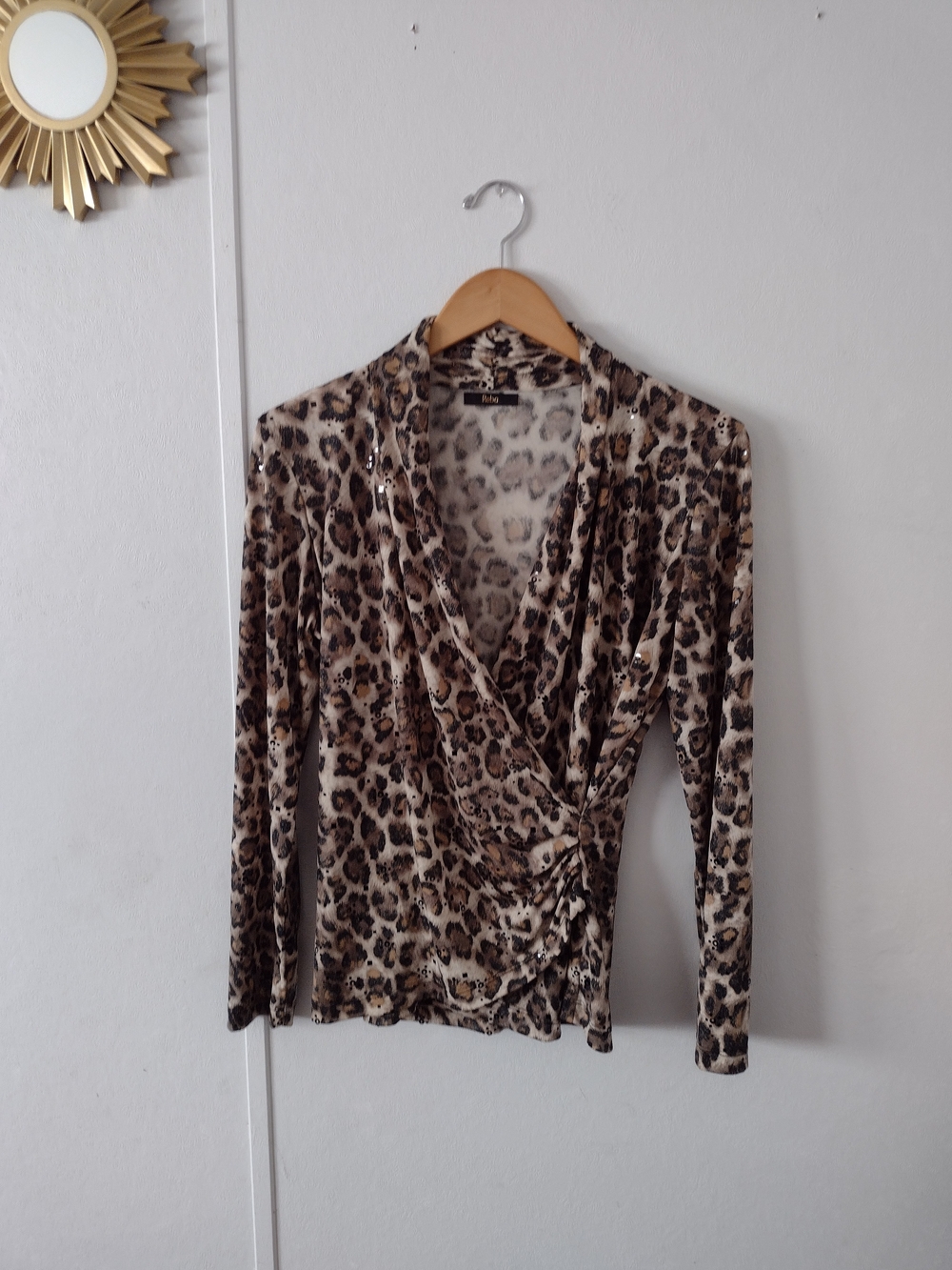 Reva Animal Print Womens Long Sleeve Top Large